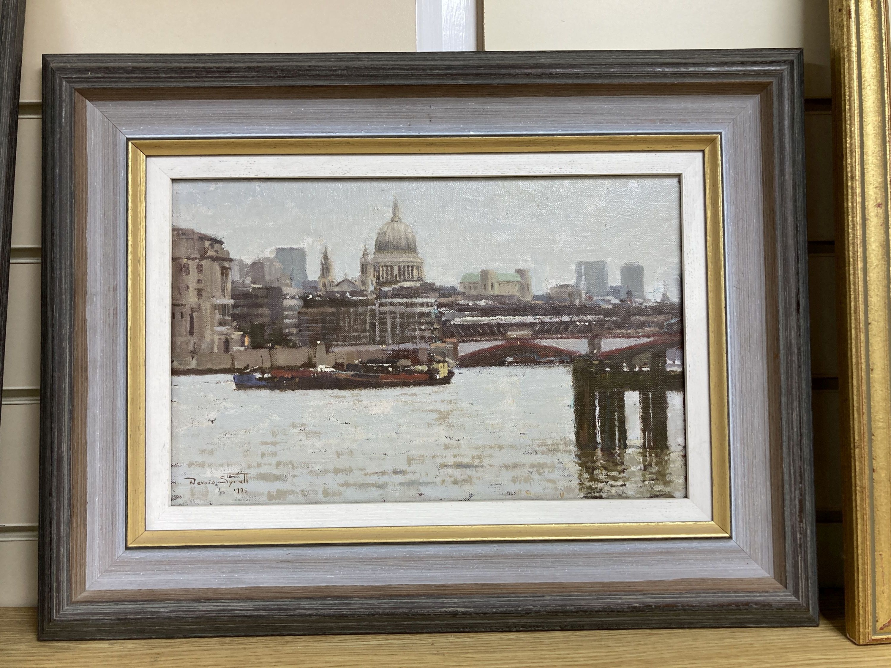 Dennis Syrett (b.1934), oil on canvas, St Pauls from Blackfriars, signed and dated 1995, 22 x 35cm